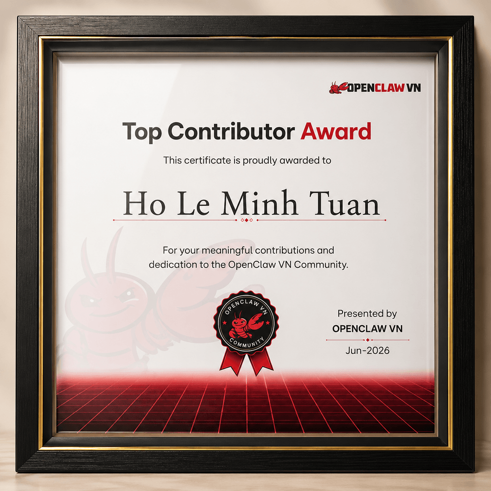 Top Contributor Award — Hồ Lê Minh Tuấn